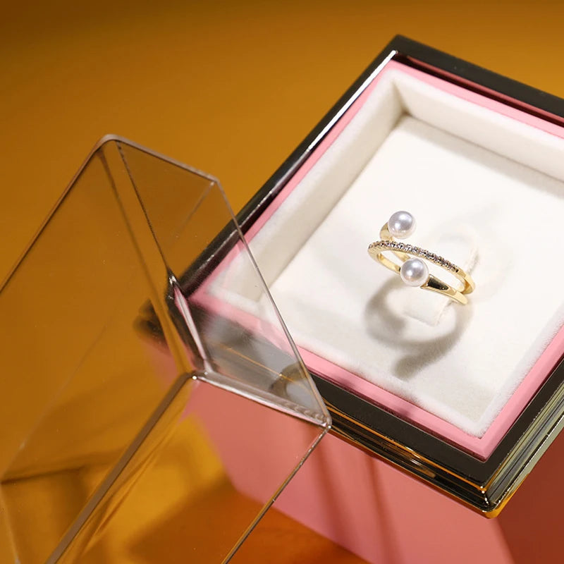 Caja de regalo giratoria con forma de rosa, para anillos, collares y joyas con forma de flor.